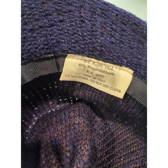 Vintage Italian-Made Woven Cloche‎ Hat Purple Acrylic Blend Women's Chic Retro - Picture 4 of 5
